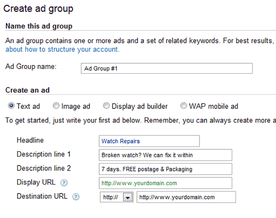 Adwords ad group