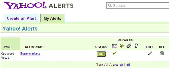 Yahoo Alerts